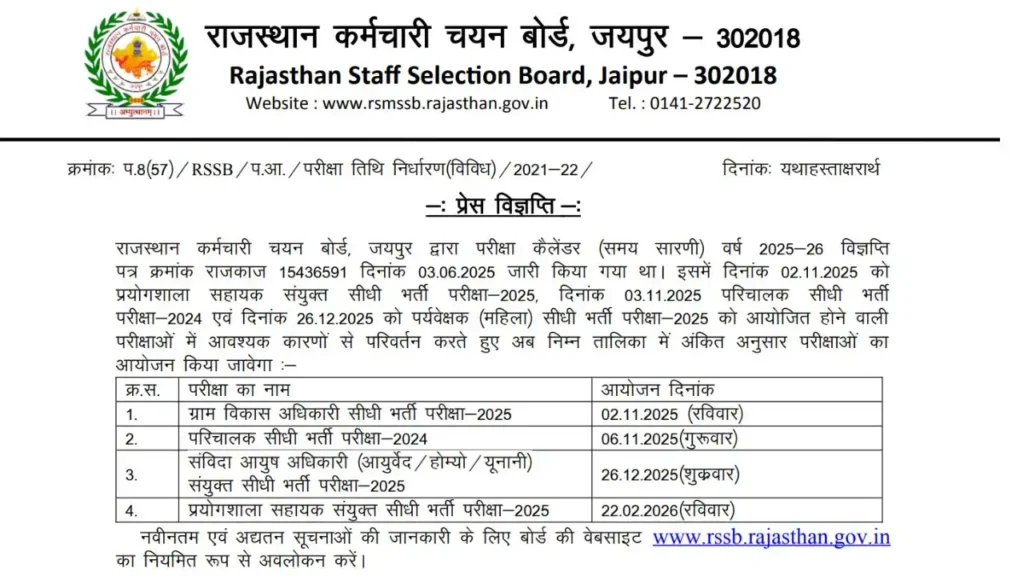 Rajasthan VDO Exam 2025